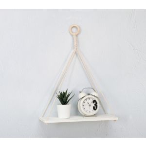 Prateleira com Corda Nature 30x12x38cm Branco Diagonal