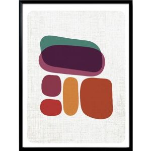 Quadro Diagonal Harmony Roxo 24x44cm Moldura Preta