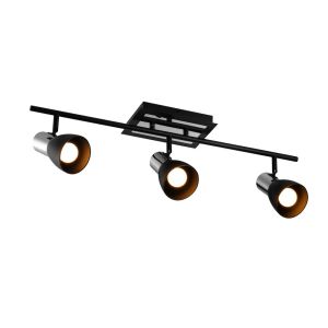 Spot Trilho Avant Sobrepor 3 Lâmpadas E27 Noir Preto Fosco