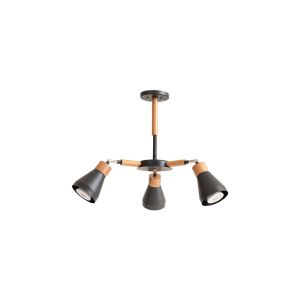 Lustre Madelustre 3 Lâmpadas Bruna Castanho/Preto E27
