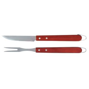 Conjunto para Churrasco Faca + Garfo Trinchante Madeira Mor