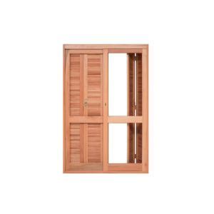 Porta Veneziana Pantográfica de Correr Madeira Eucalipto Madecen 2,13x1,4m