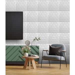 Placa Decorativa Pirâmide 40x40 3D Branco 10 Peças Kasabelle