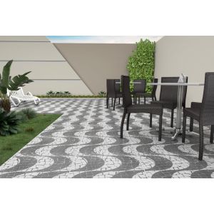 Piso Cerâmico Ilhabella Troia 57x57 Bold Esmaltado Branco/Preto Classe "A"