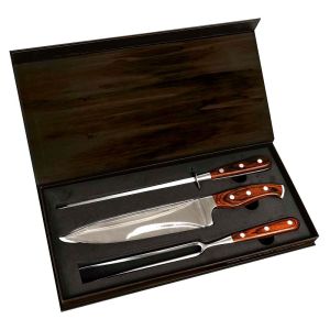 Conjunto Mor Faca/Garfo/Chaira Steel 3 Peças Aço Inox