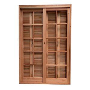 Porta de Correr Madecen 2,13x2m 4 Folhas p/Vidro Eucalipto