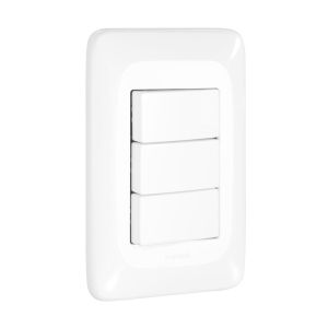 Conjunto Interruptor 3 Seções 3P Pop Branco Pial