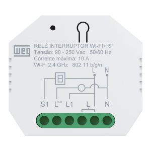 Módulo Relé Interruptor Wi-fi + RF Branco Ártico Weg