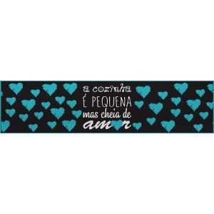 Passadeira com frase: "A cozinha é pequena, mas cheia de amor" - Euro Mats