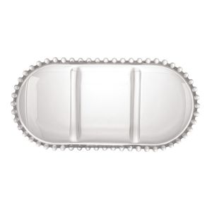Petisqueira Oval 3 Divisões Pearl Transparente Rojemac