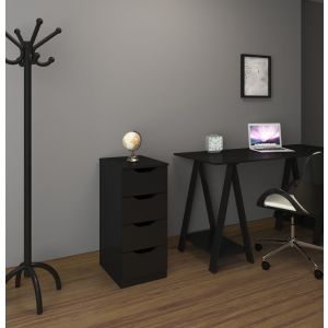 Gaveteiro Multiuso com 4 gavetas 40,3x30,3x71,2cm Preto Multivisão
