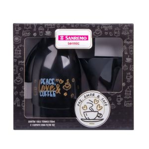 Bule Termic Com Suporte Para Filtro de Plástico 700ml Preto Sanremo