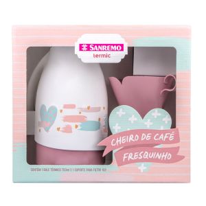 Bule Termic Com Suporte Para Filtro de Plástico 700ml Branco Sanremo