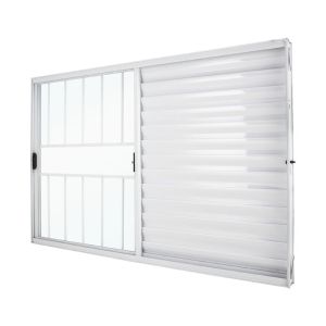 Janela Classic de Correr Veneziana Com Grade 3 Folhas 1 Fixa 1,20x1,20 Branca Crv