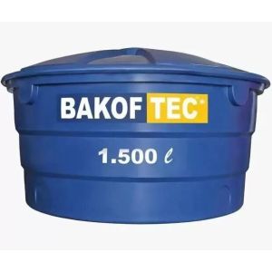 Caixa De Água Redonda com Tampa 1500L Polietileno Azul Bakof Tec