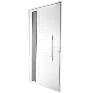 Porta Lambri com Visor e puxador Curvo Vidro Liso 100x215 Branco CRV