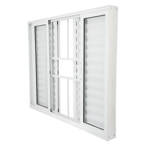 Janela Classic Veneziana Com Grade 6 Folhas 2 Fixas 1,20x1,00 Branca Crv