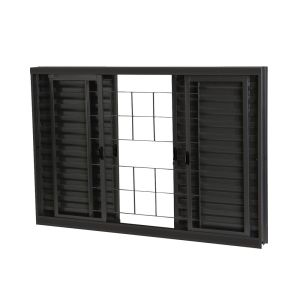 Janela Standard Prime Veneziana  Com Grade 1,50x1,00 Preta Crv