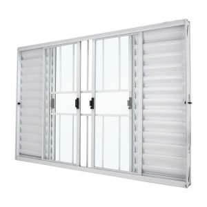 Janela Classic de Correr Veneziana Com Grade 6 Folhas 2 Fixas 1,20x1,20 Branca Crv
