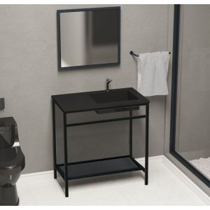 Balcão Iron Black Com Cuba 80cm Preto Fosco Venturi