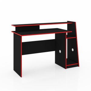 Mesa Gamer 130x90x55 Preta e Vermelha Movelbento