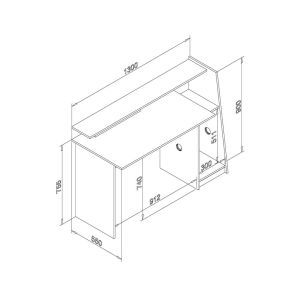 Mesa Gamer 130x90x55 Preta e Azul Movelbento
