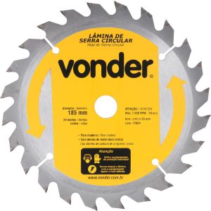 Lâmina Videa de Serra Circular 48 dentes 185mm Amarela e Preto Vonder