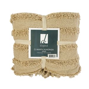 Conjunto Manta e Almofada 1,25x1,50 Natural Diagonal