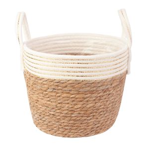 Cesta Decorativa com Alça 25x25x19cm Bege Fascino