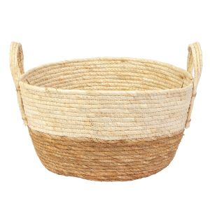Cesta Decorativa com Alça 32X32X18cm Bege Diagonal