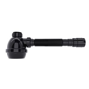 Sifão Universal com Copo para Lavatório e Pia 7/8" Preto Blukit