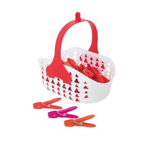 Prendedor de Roupa 24 Peças com Cesto Vermelho Condor