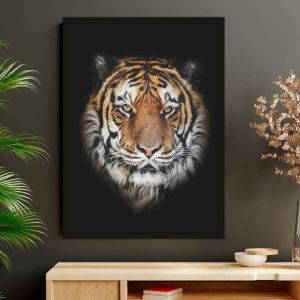 Quadro Tigre 50x70cm Preto Diagonal