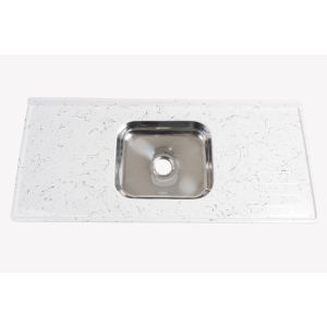 Pia Marmorite com Cuba Inox 1,20m Granitado Branco Hidrofama