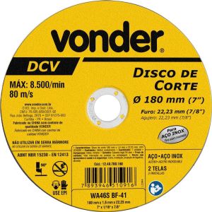 Disco de Corte 180mm Vonder