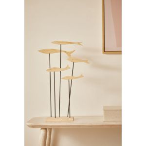 Adorno Cardume Natural Madeira 48x31x10cm Mart Collection