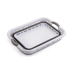 Cesto de Silicone Retrátil 37L 61x43,8x27cm Cinza Casa&Ideia