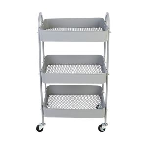 Carrinho Multiuso 3 Andares Ferro 45x30,5x77cm Cinza Casa&Ideia