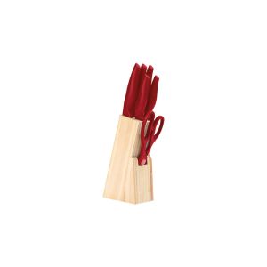 Jogo de Facas Cross com Cepo 7 Peças Vermelho Brinox