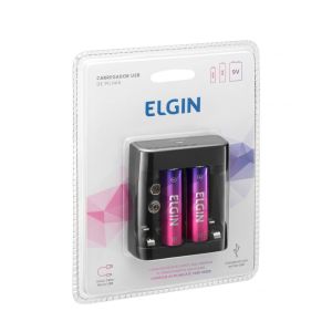 Carregador de Pilhas USB 4 Peças Elgin