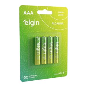 Pilha Alcalina AAA 4 Peças Verde Elgin