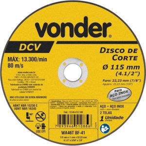 Disco de Corte 115X1,0X22,23 DCV Vonder