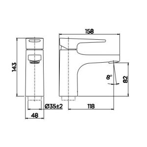 Torneira Misturador Monocomando para Banheiro Bica Baixa 1/2" Lift Ônix Preto Fosco Docol