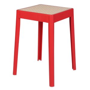 Banqueta Color Palha Natural Vermelho Diagonal