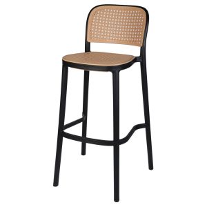 Banqueta Elegante Palha Natural Preto Diagonal