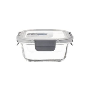 Pote de Vidro Hermético Com Tampa Plástica Quadrado 520ml Casa&ideia