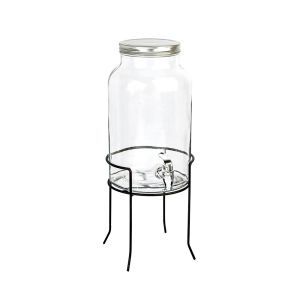 Suqueira de Vidro com Base de Metal 5,5L Transparente  Casa&Ideia