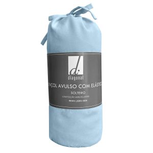 Lençol Avulso Solteiro Com Elástico 90x190cm Azul Diagonal