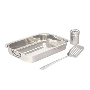 Kit Lasanheira 3 Peças Espelhado Inox Casa&Ideia