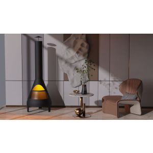 Lareira Genebra Aço Carbono 60x178 Preto Fascino